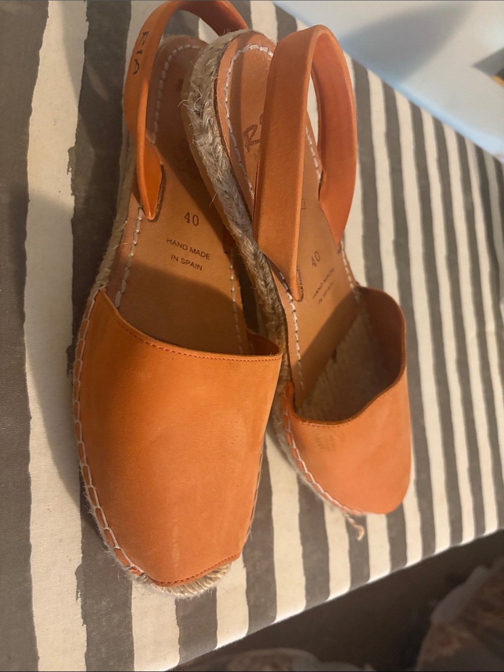 Women’s Orange Leather Espadrille Slingback - Handcrafted Style